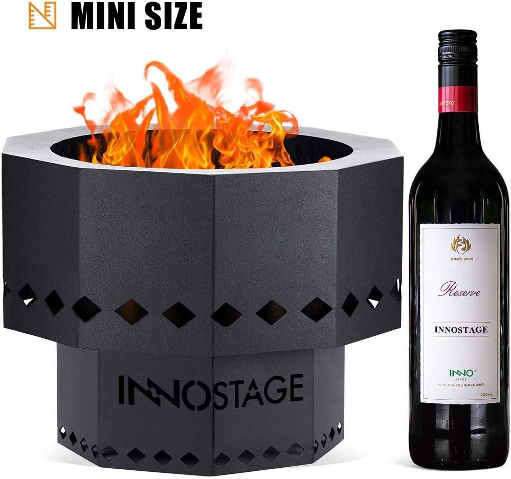 INNO STAGE Patented Smokeless Fire Pit, 13 Inch Low Smoke Camping Stove Outdoor Wood Pellet Burning Spark Portable Carrying Bag, Firepit Grill Bowl of Fireplace Picnic Camping Cooking on Beach - S