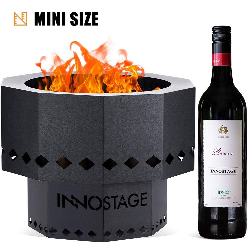 INNO STAGE Patented Smokeless Fire Pit, 13 Inch Low Smoke Camping Stove Outdoor Wood Pellet Burning Spark Portable Carrying Bag, Firepit Grill Bowl of Fireplace Picnic Camping Cooking on Beach - S