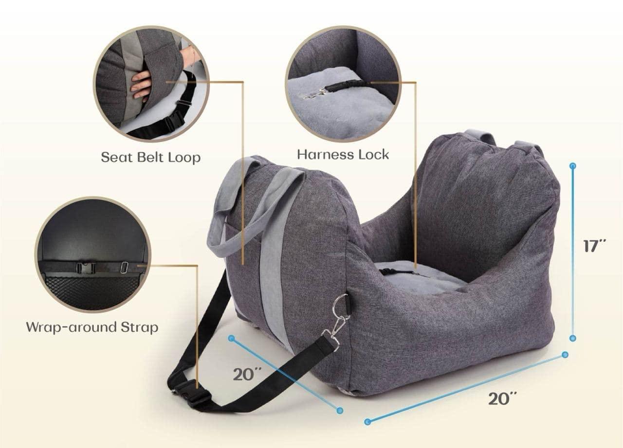 PET AWESOME Dog Car Seat, Puppy Booster Seat, Travel Carrier Bed for Small and Medium Pets