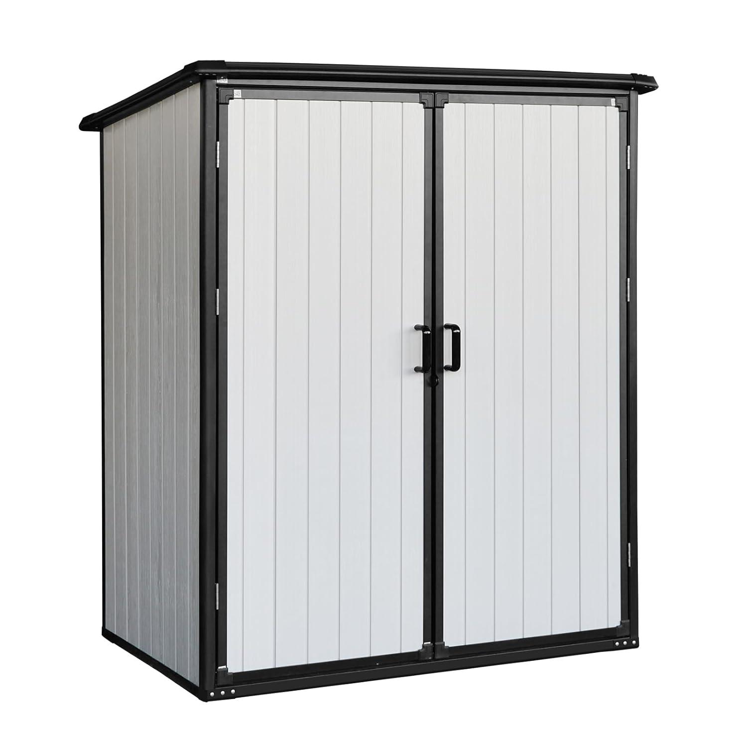 GZMWON 5X3ft Outdoor Storage Shed Waterproof Resin Cabinet Outdoor Storage Cabinet