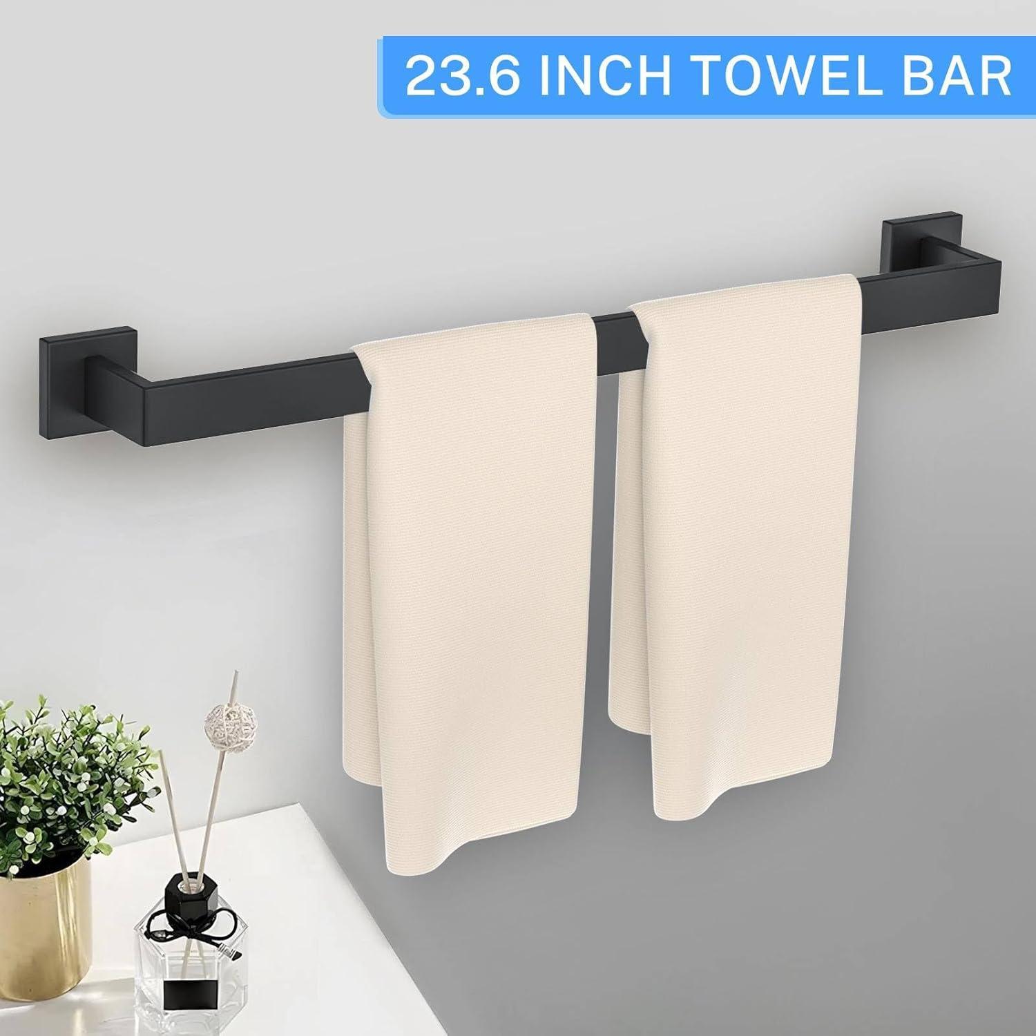 Matte Black Stainless Steel 5-Piece Bathroom Hardware Set