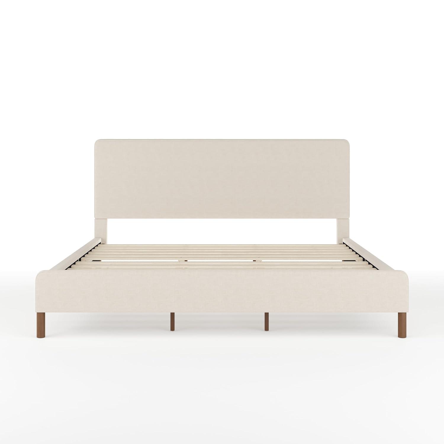 Martha Stewart Martha Stewart Britta Upholstered Platform Bed With Piped Detail Headboard