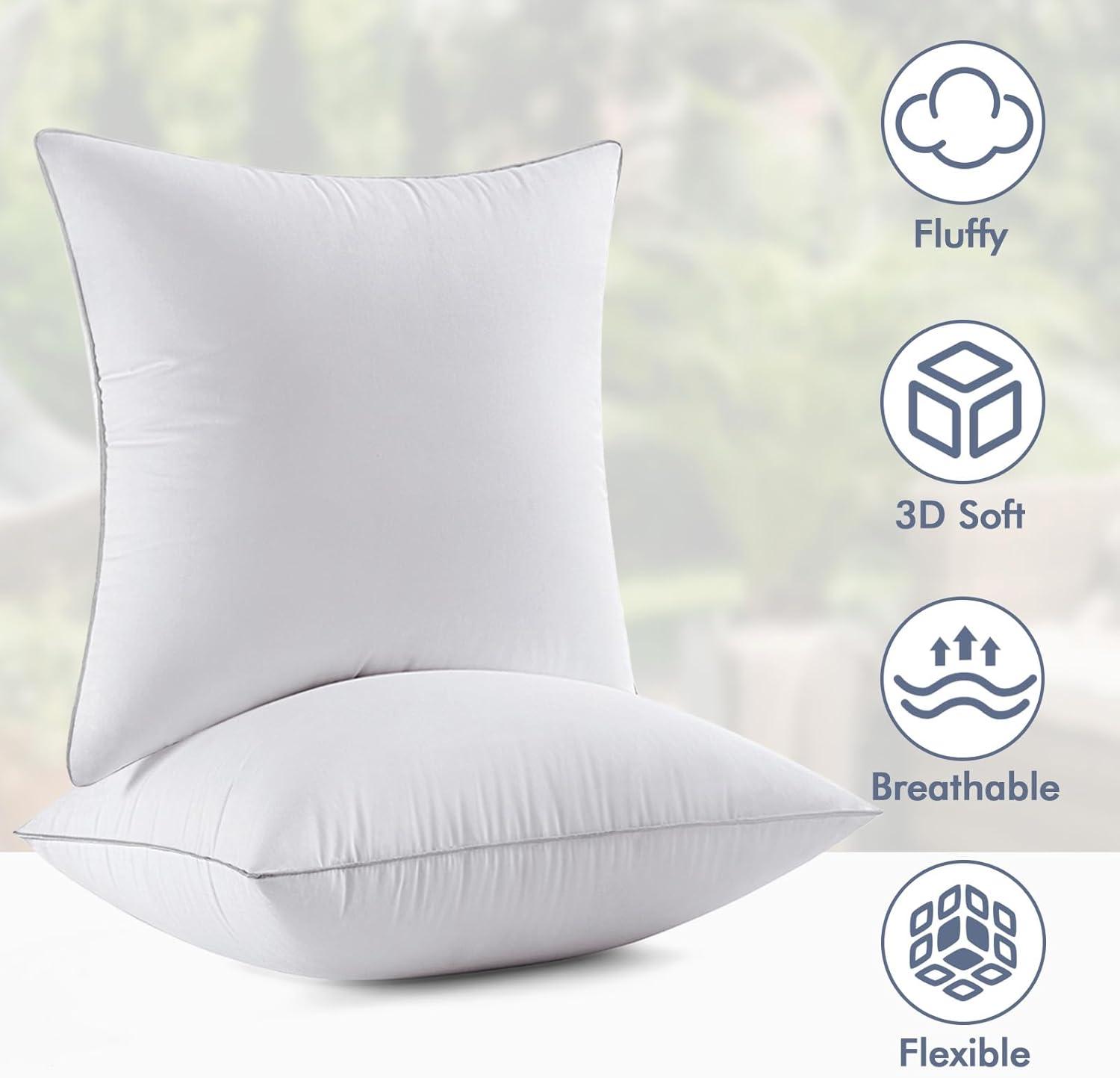 26'' White Cotton and Polyester Pillow Inserts Set of 2