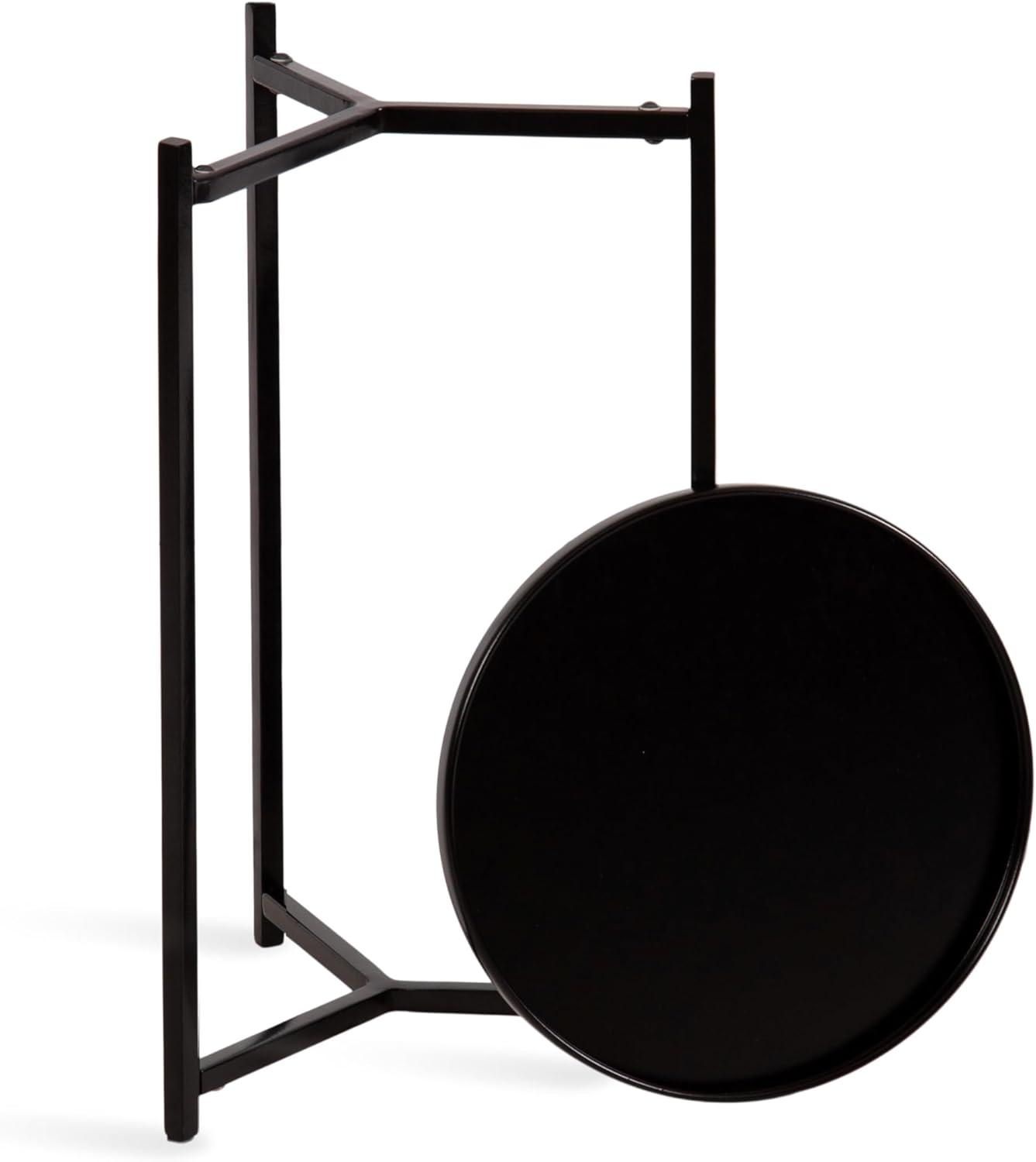 Kate and Laurel Aguilar Modern Round Plant Stand Set, Set of 2, Black, Transitional Two-Piece Accent Table Set for Use as Indoor or Outdoor Plant Risers