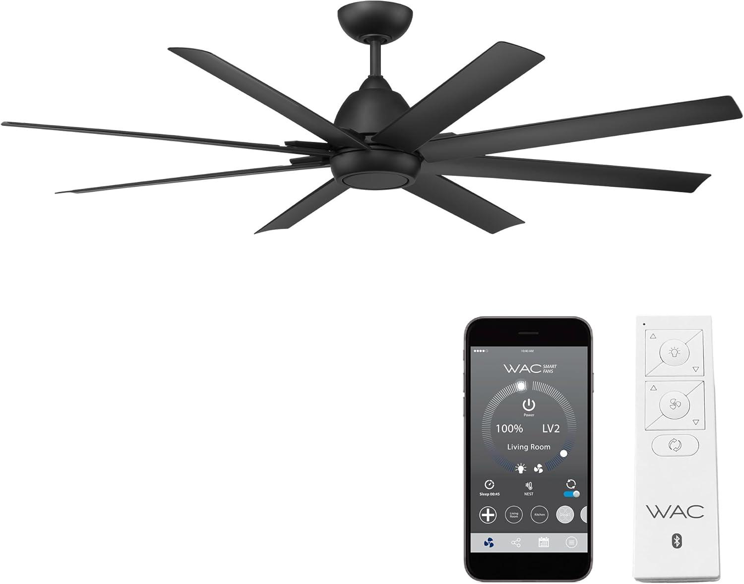 66" 8 - Blade Outdoor / Indoor Smart Ceiling Fan with Remote Control Included, Works With Google Assistant, Amazon Alexa and IOS/Android Mobile APP