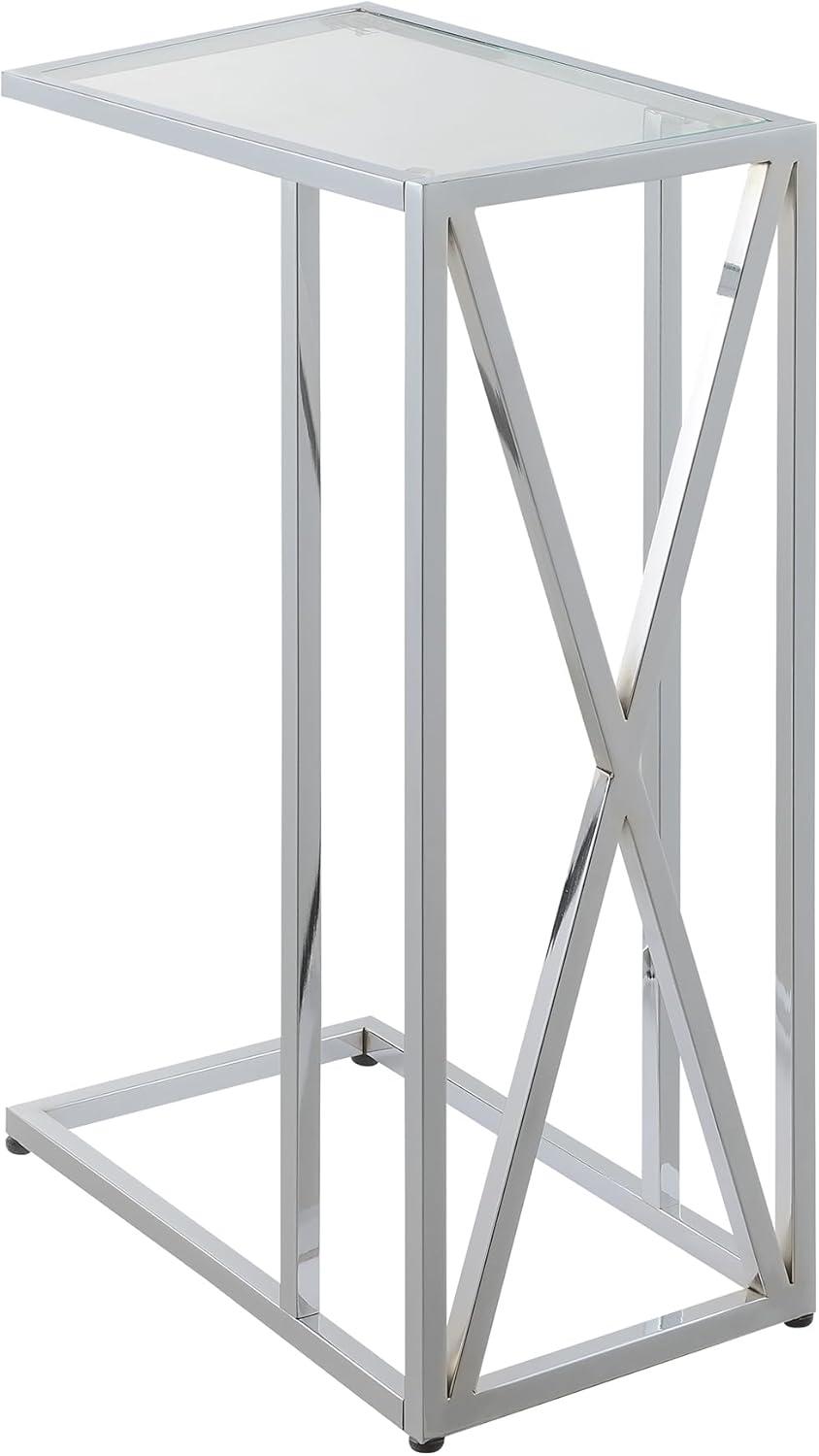 Convenience Concepts Oxford Chrome Glass C End Table in Glass & Chrome Frame
