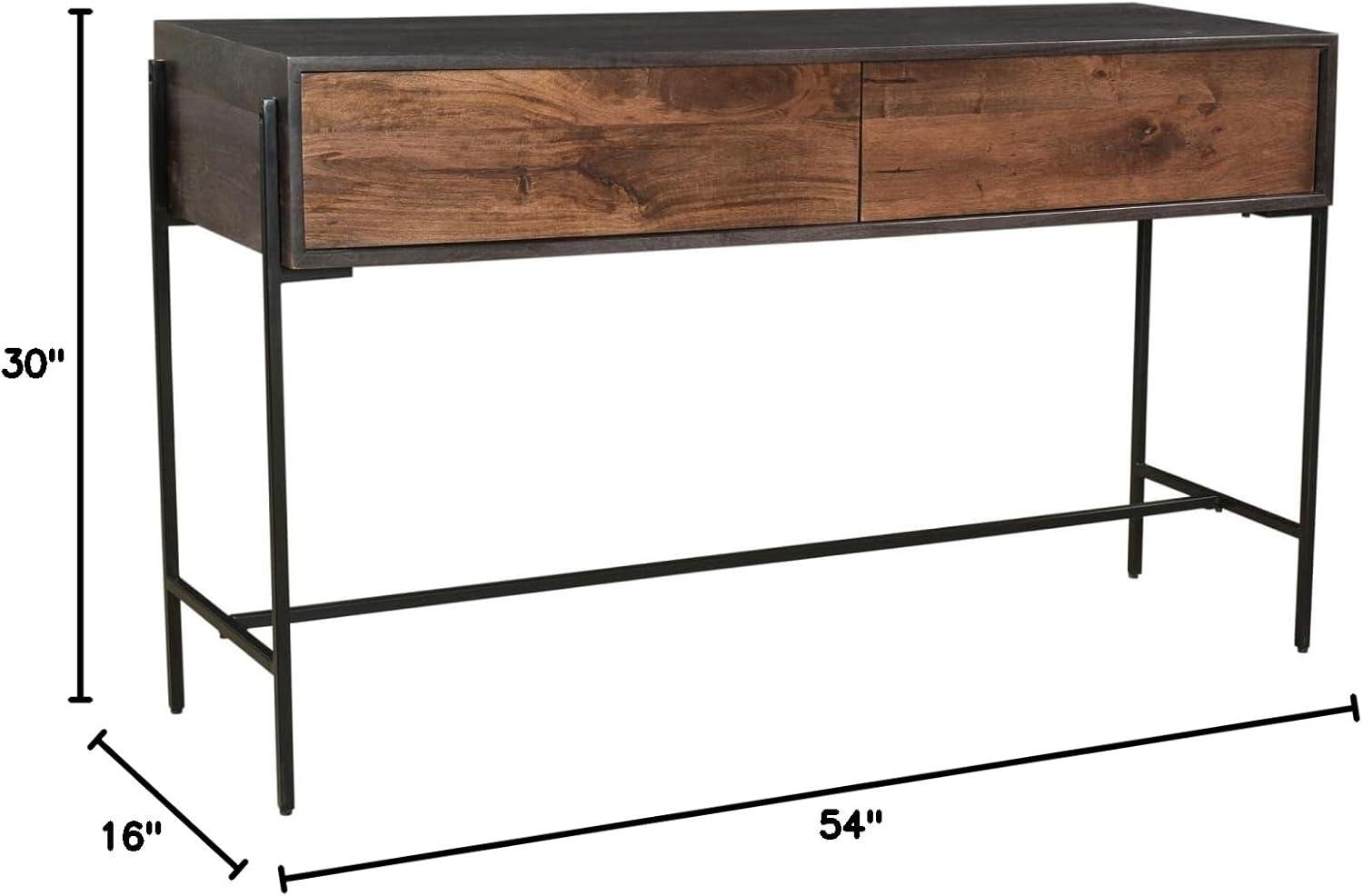 Tobin 54'' Gray and Brown Solid Mango Wood Console Table with Storage