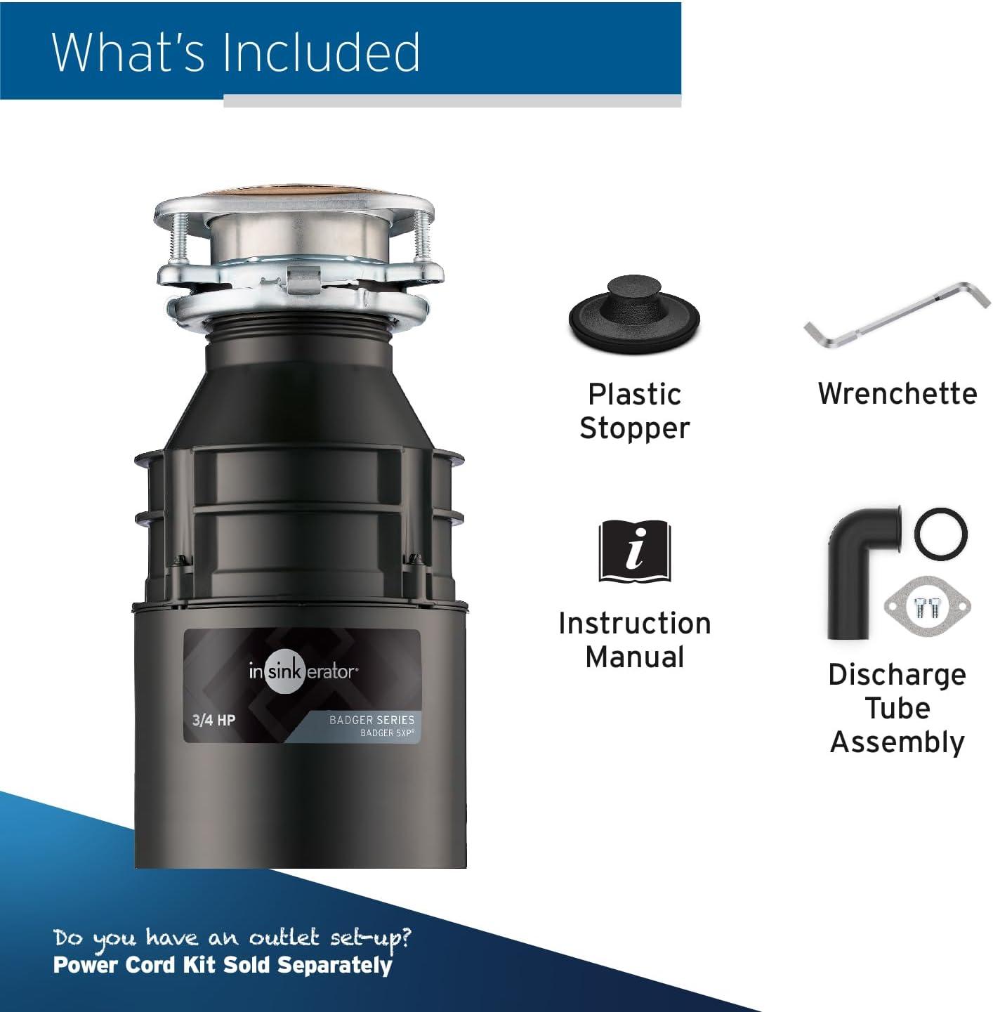 InSinkErator Badger 5XP 3/4 HP Continuous Feed Garbage Disposal