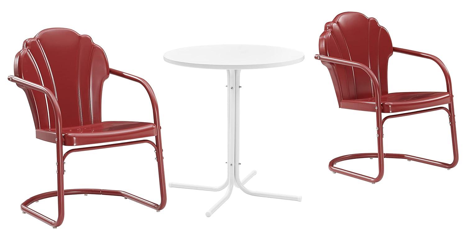 Crosley 3pc Tulip Retro Metal Bistro Set Red