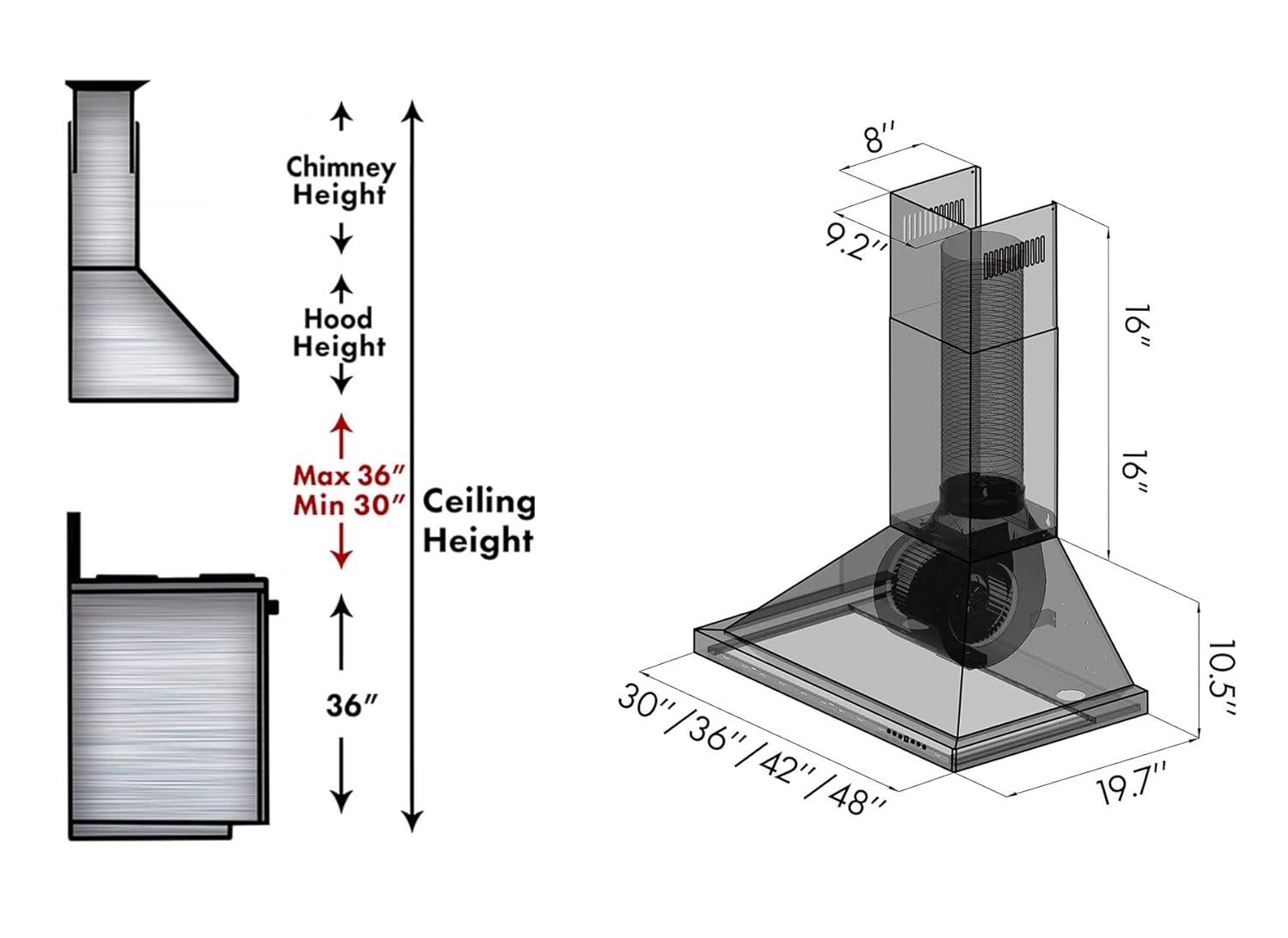 ZLINE 30 in. Convertible Vent Wall Mount Range Hood in Stainless Steel W/ Crown Molding (KBCRN-30)