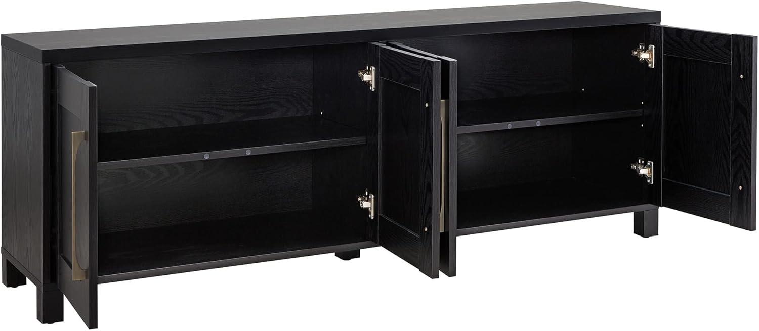 Transitional Black Grain 68'' TV Stand with Brass Hardware