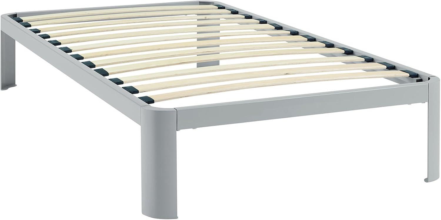 Corinne Twin-Size Sleek Metal Bed Frame with Slatted Support