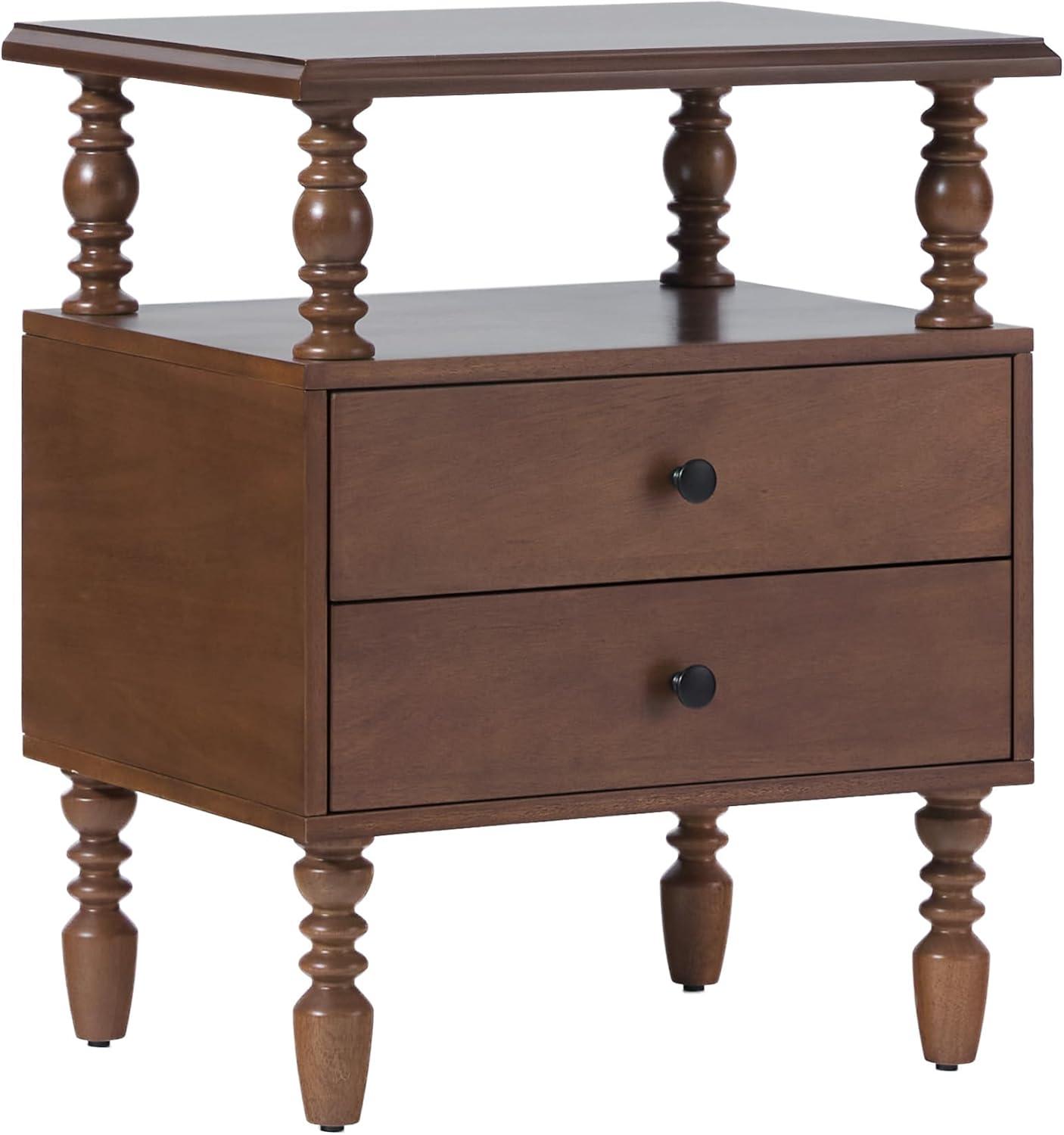 Vivienne Easy Assembly Solid Wood Spindle 2-Drawer Nightstand