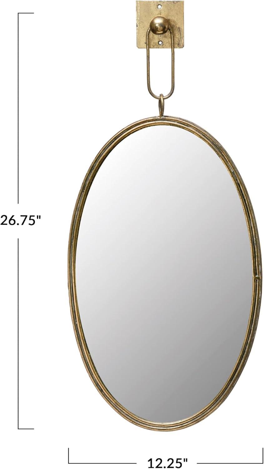 Creative Co-Op Oval Metal Framed Wall Mirror with Bracket, Gold