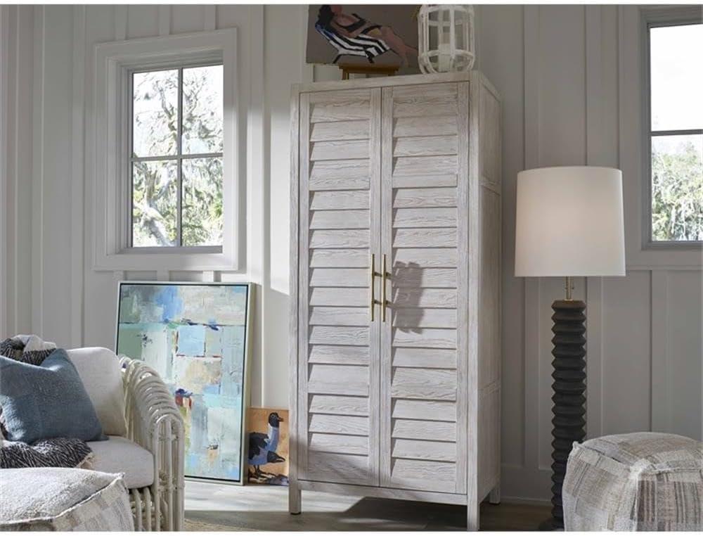 Weathered White Oak Coastal Office Cabinet with Adjustable Shelving