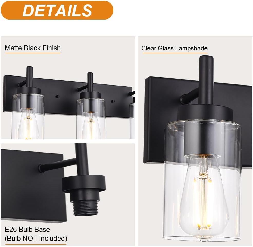 VINLUZ  Modern 6-lights Vanity Lighting Fixture for Bathroom black