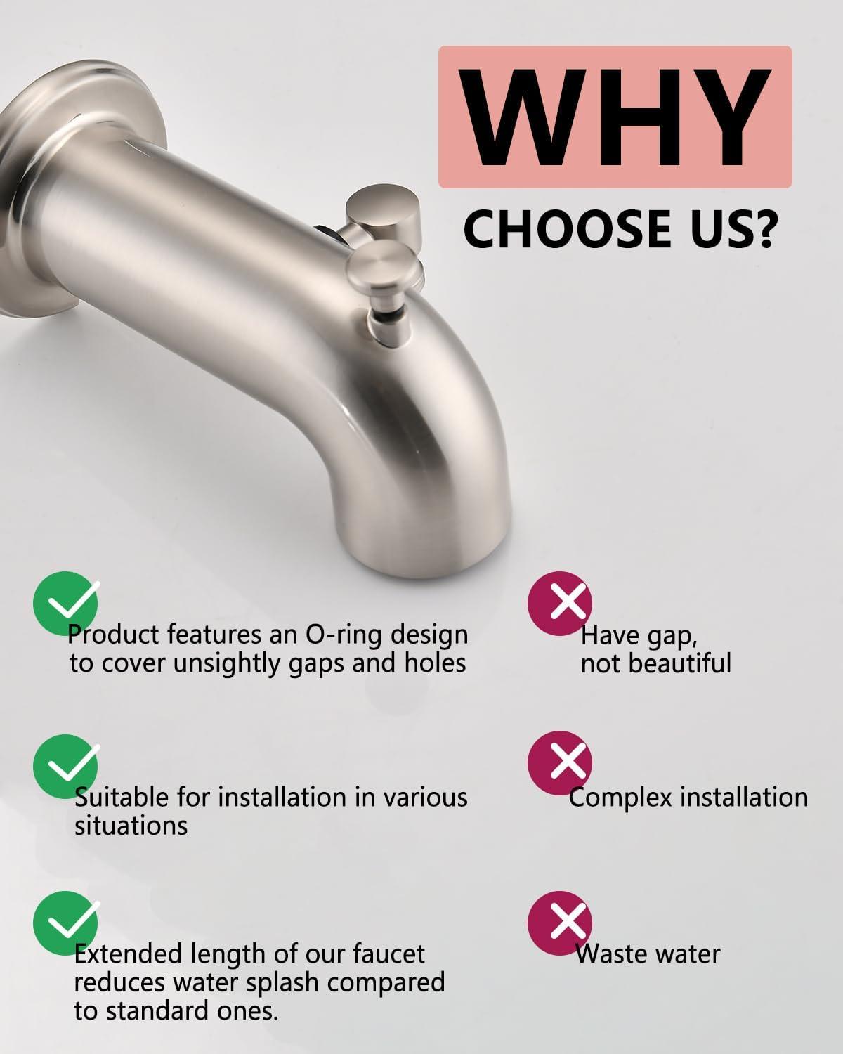 Tub Spout with Diverter, Bathtub Spout for Hand Shower,Brushed Nickel