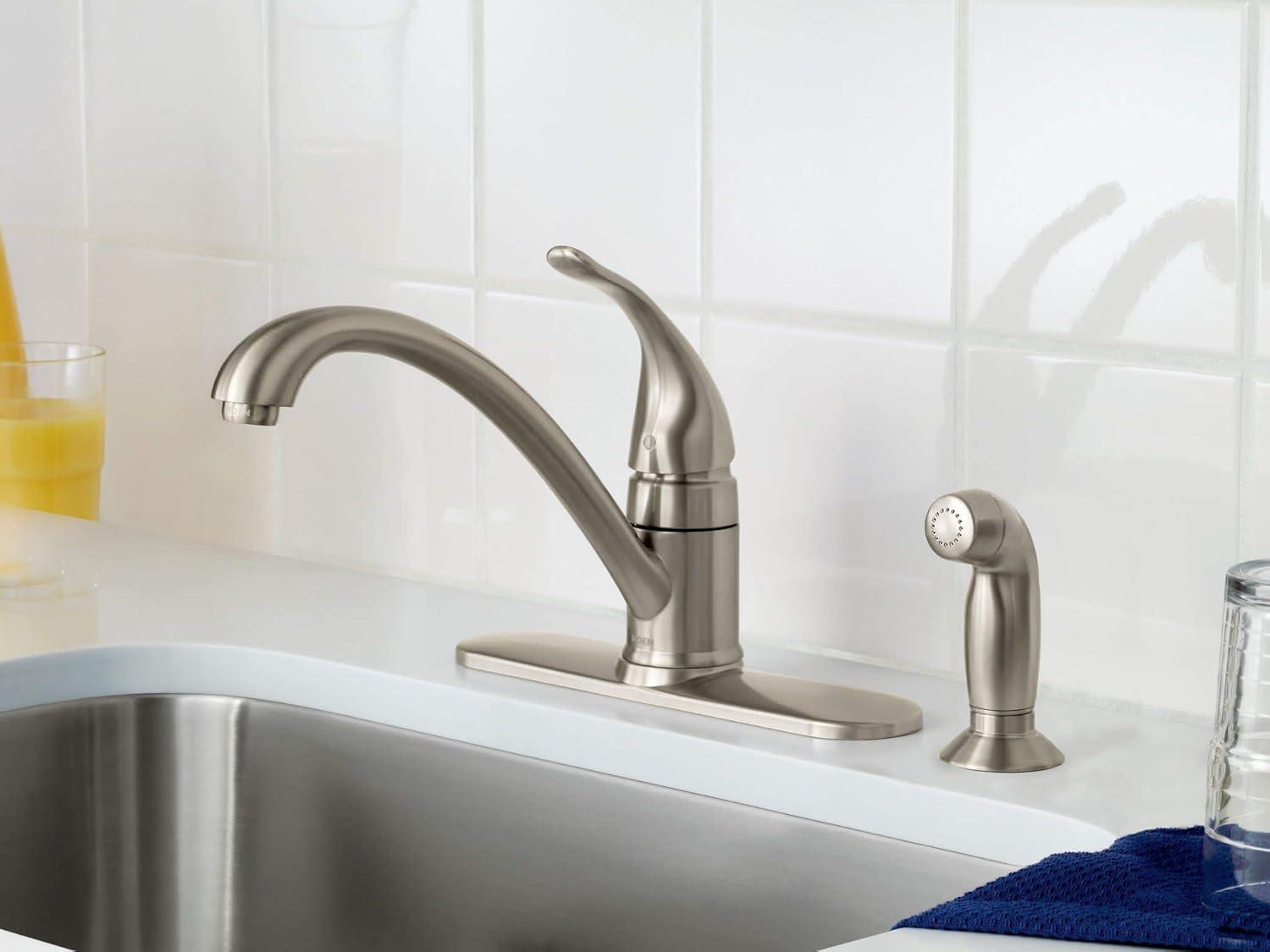 Moen Torrance One Handle Stainless Steel Kitchen Faucet Side Sprayer Included