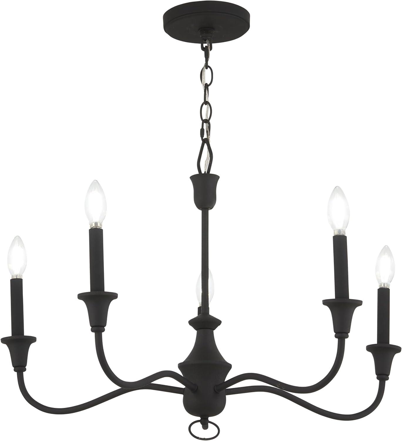 Halifax Textured Black 5-Light Candelabra Chandelier