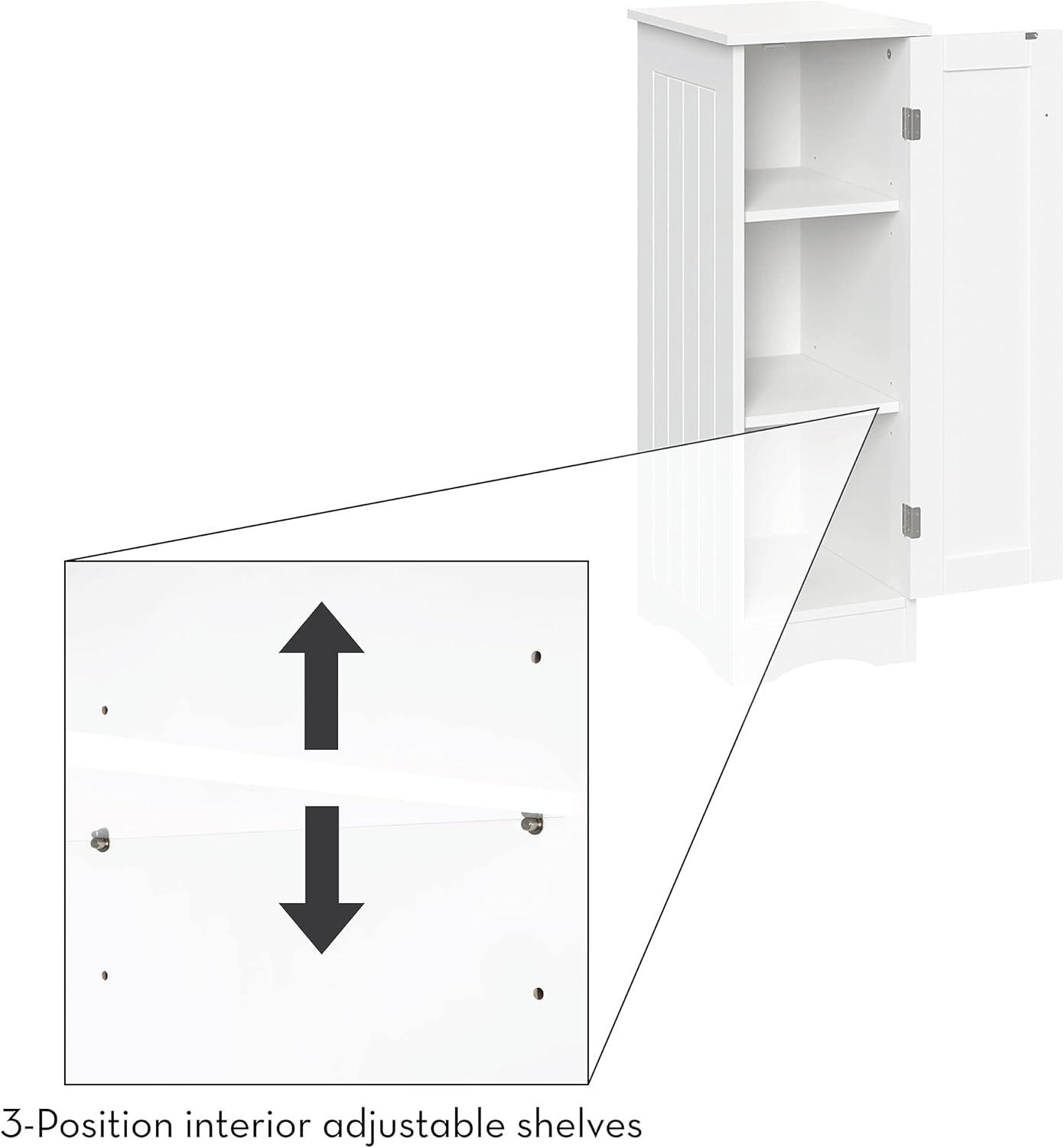 RiverRidge Ashland Single Door Narrow Bathroom and Laundry Storage Cabinet with Adjustable Shelves - White