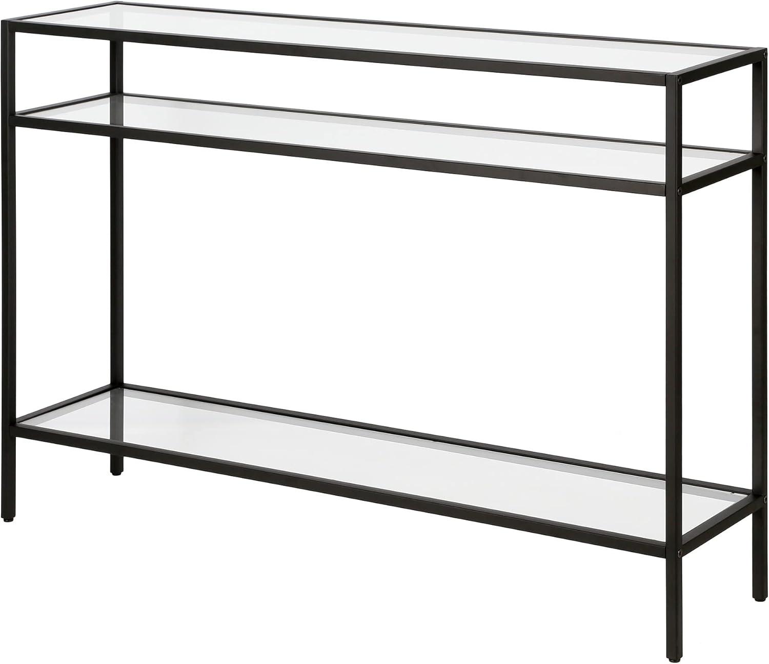 Evelyn&Zoe Siviline 42" Wide Rectangular Console Table, Blackened Bronze