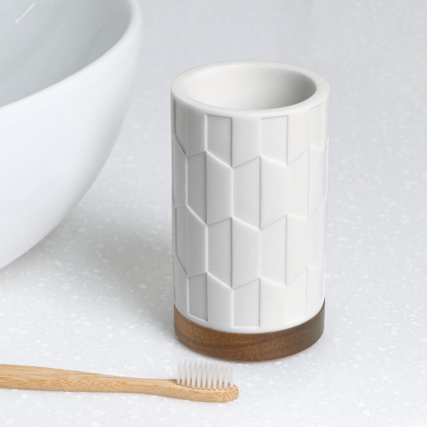 Sarasota Resin with Wood 4-Piece Bathroom Accessory Set