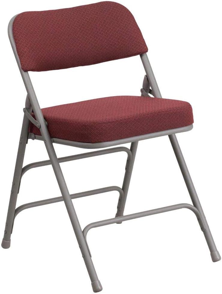 Flash Furniture 2 Pack HERCULES Series Premium Curved Triple Braced & Hinged Fabric Upholstered Metal Folding Chair