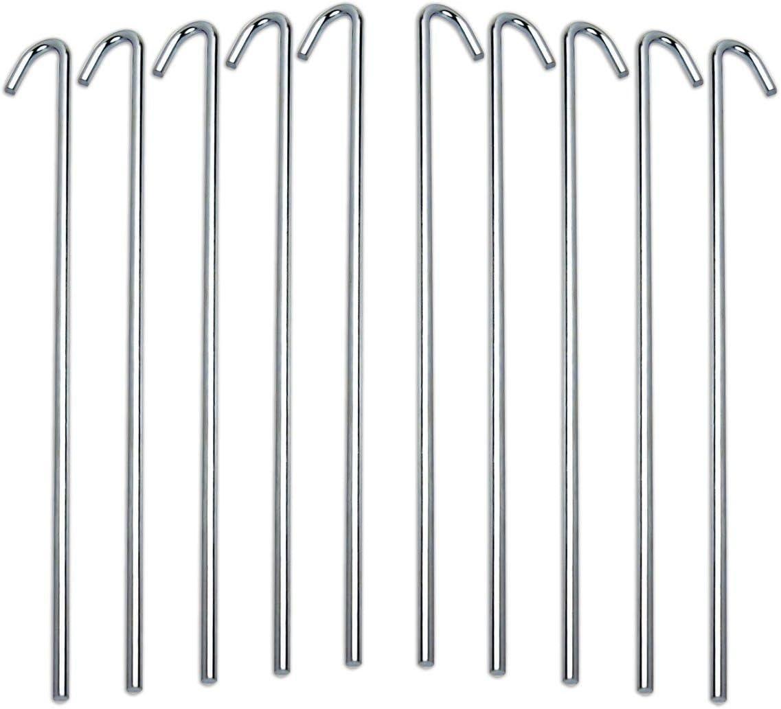 10-Piece Tent Garden Stakes Heavy Duty, Galvanized Steel Pegs Rust-Free (9")