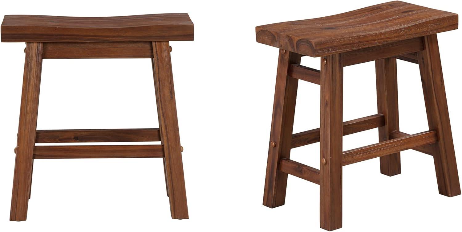 Set of 2 18&#34; Sonoma Saddle Stools Wire Brushed Finish Chestnut - Boraam