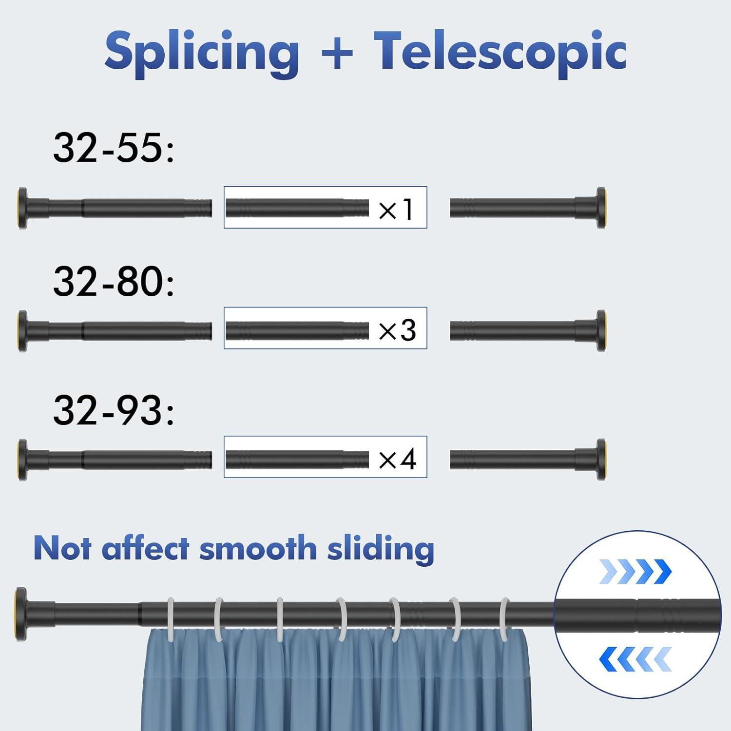 The Shower Curtain Rod, Adjustable 32-89 Inch Spring Tension Shower Rods.