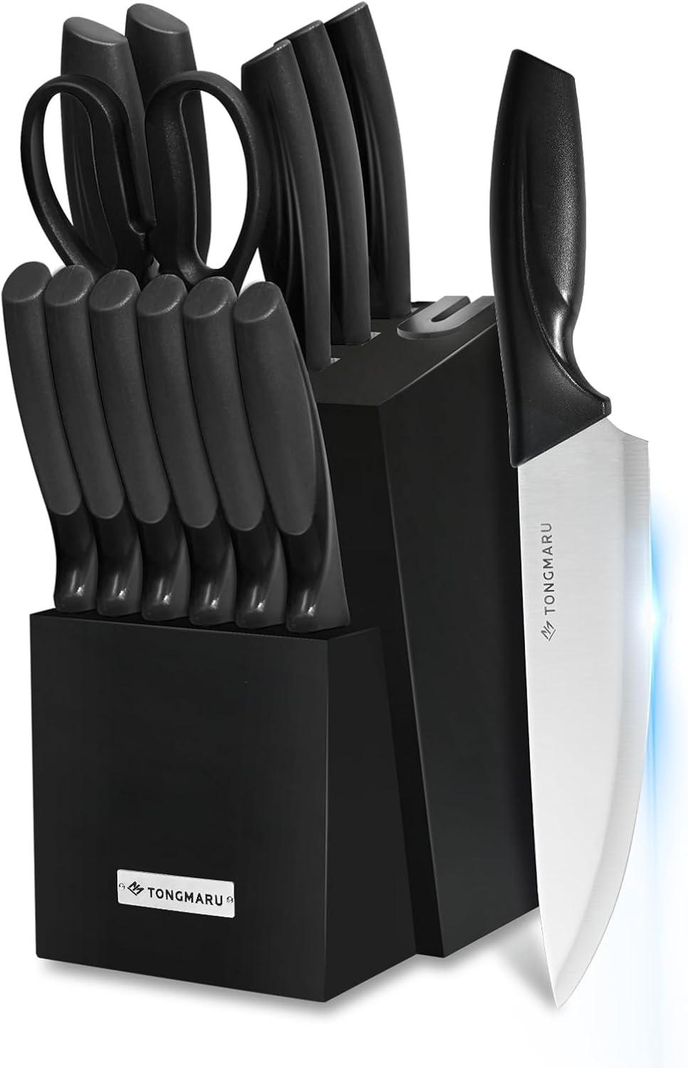 Zulay Kitchen Zulay Kitchen Premium 15-Piece Knife Set with Natural Wood Block and Built-in Sharpener