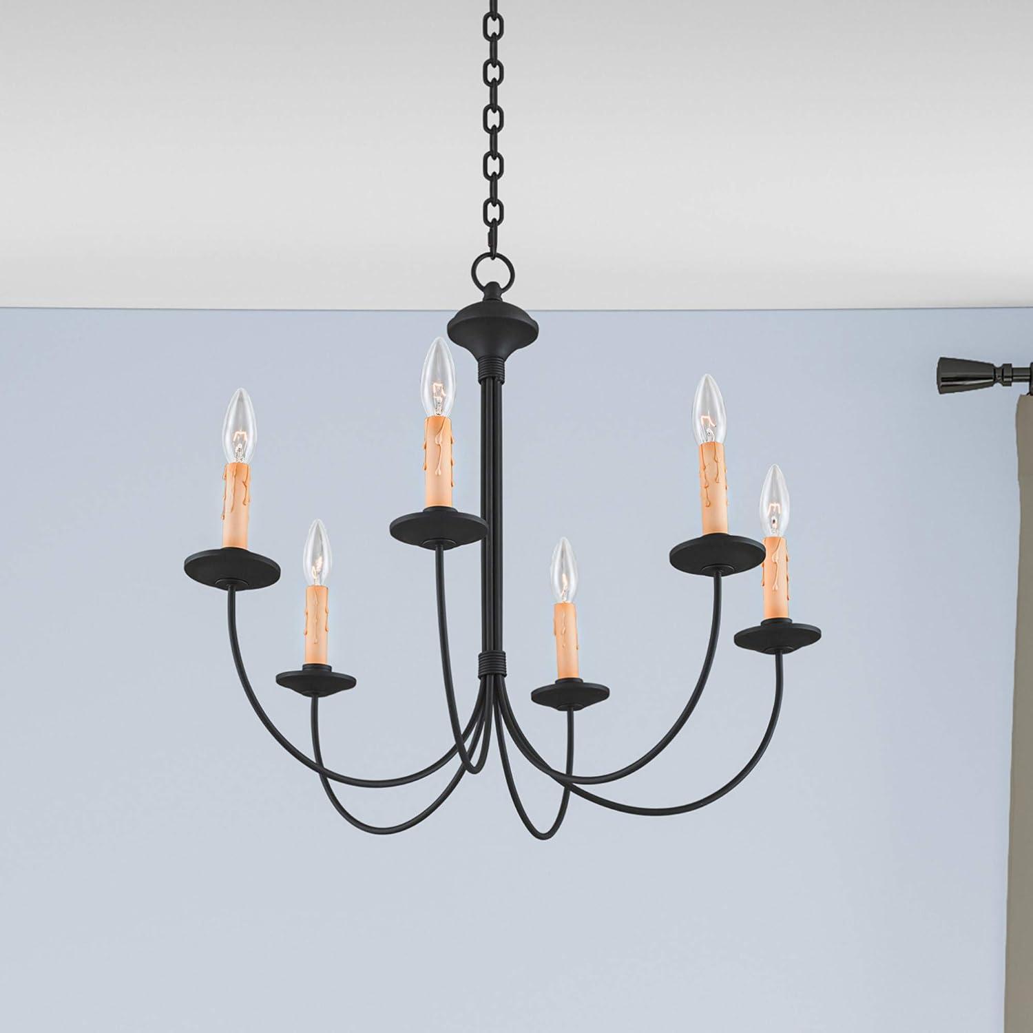 Heritage Black Steel 6-Light Candelabra Chandelier