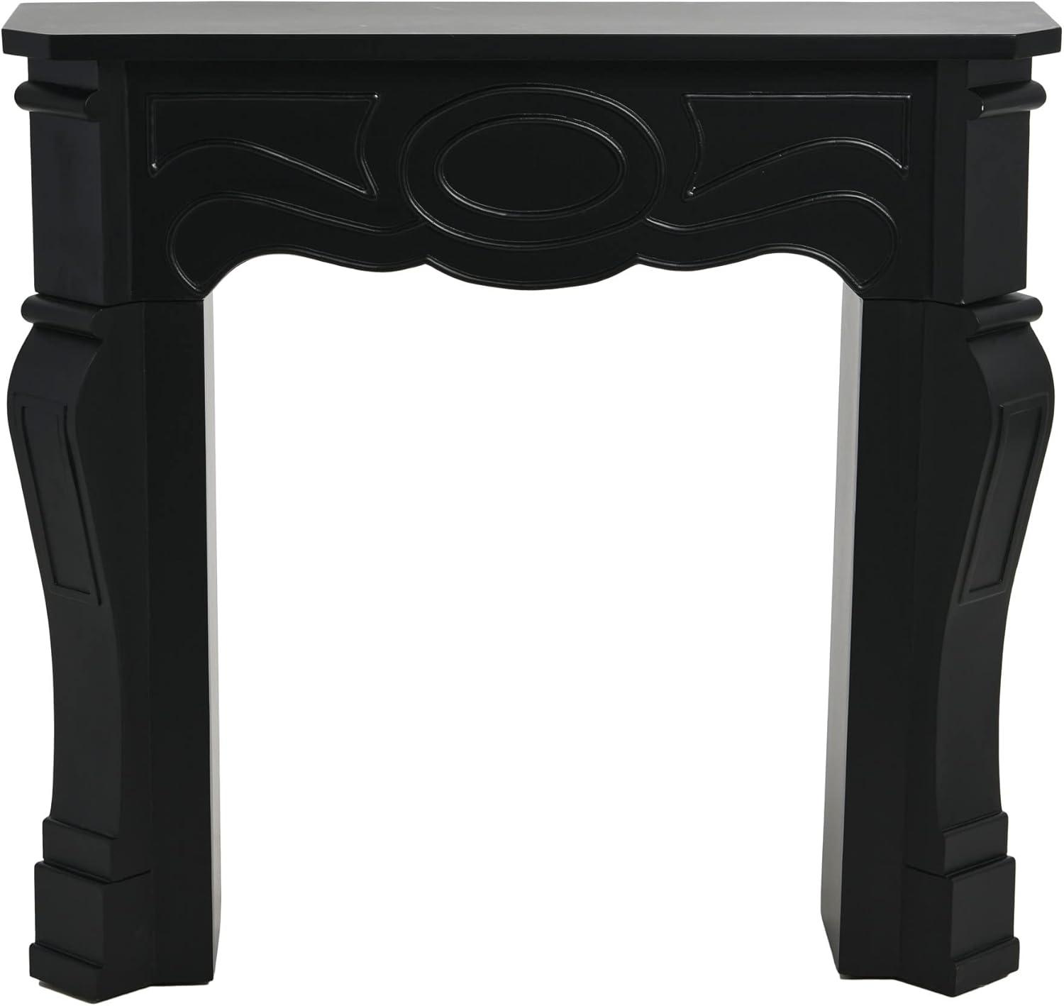 Storied Home Victorian Decorative Fireplace Mantel Black: Wall Mount, Fir Wood & MDF Frame, No Heat Output
