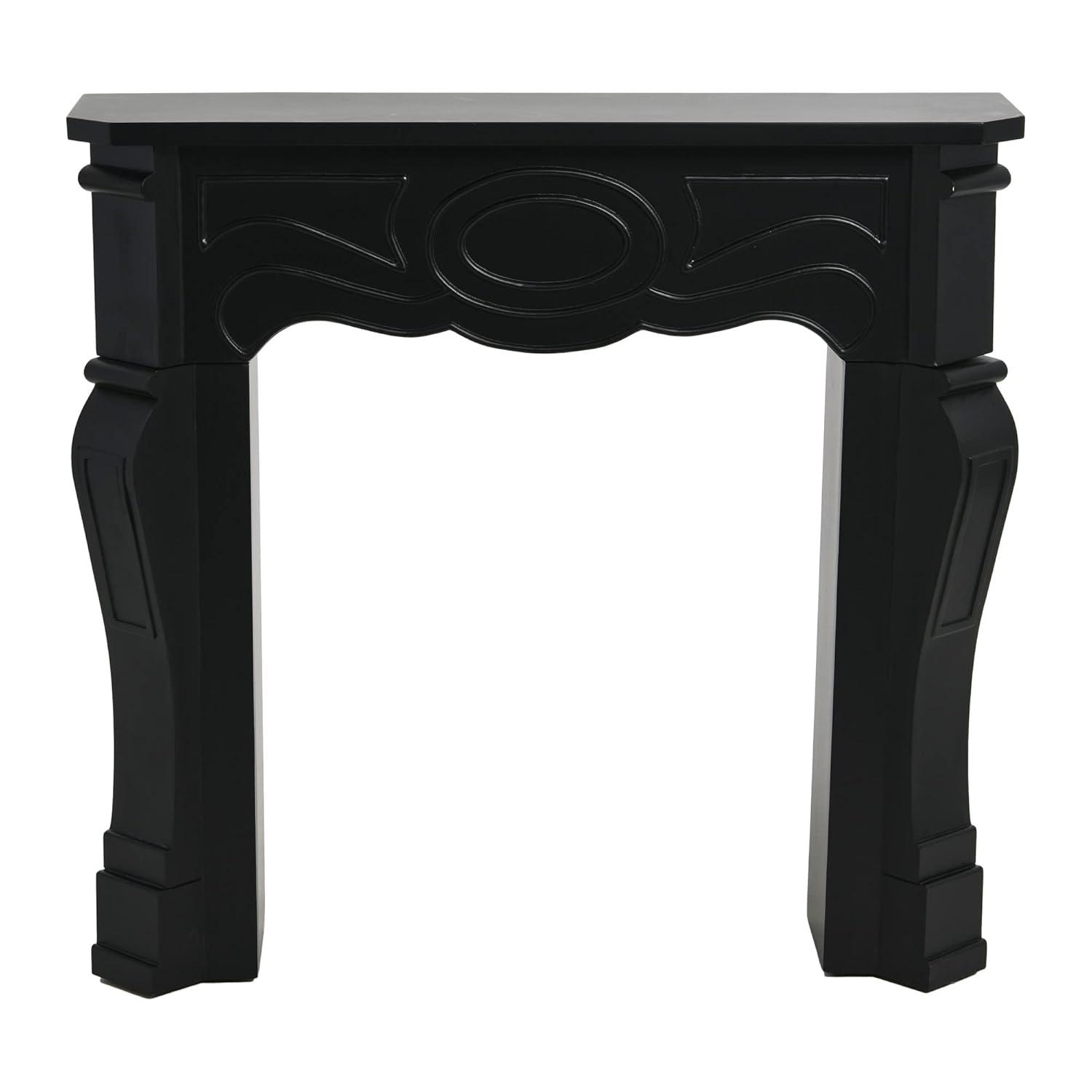 Storied Home Victorian Decorative Fireplace Mantel Black: Wall Mount, Fir Wood & MDF Frame, No Heat Output