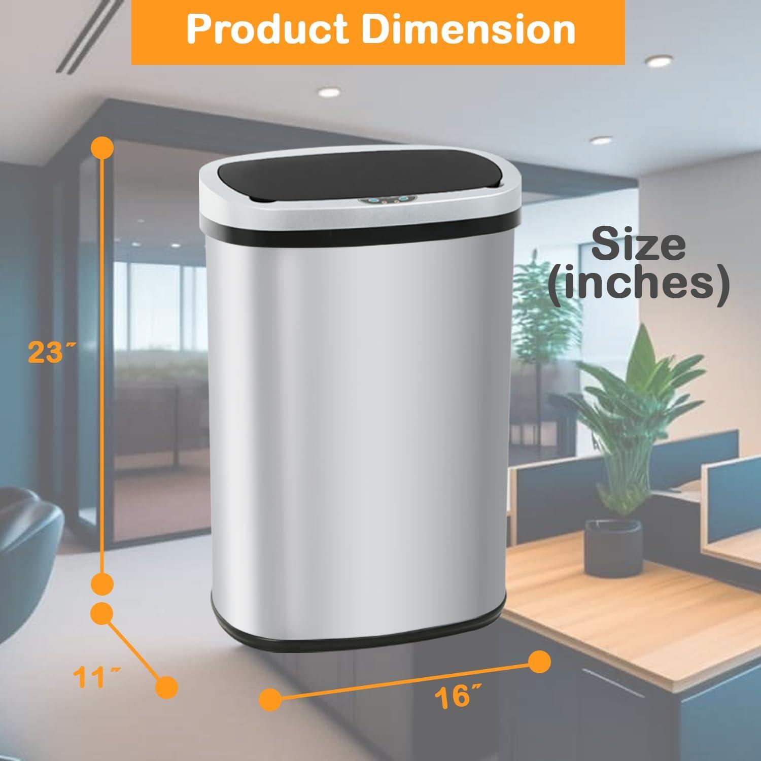 Stainless Steel 13 Gallon Motion Sensor Kitchen Trash Can