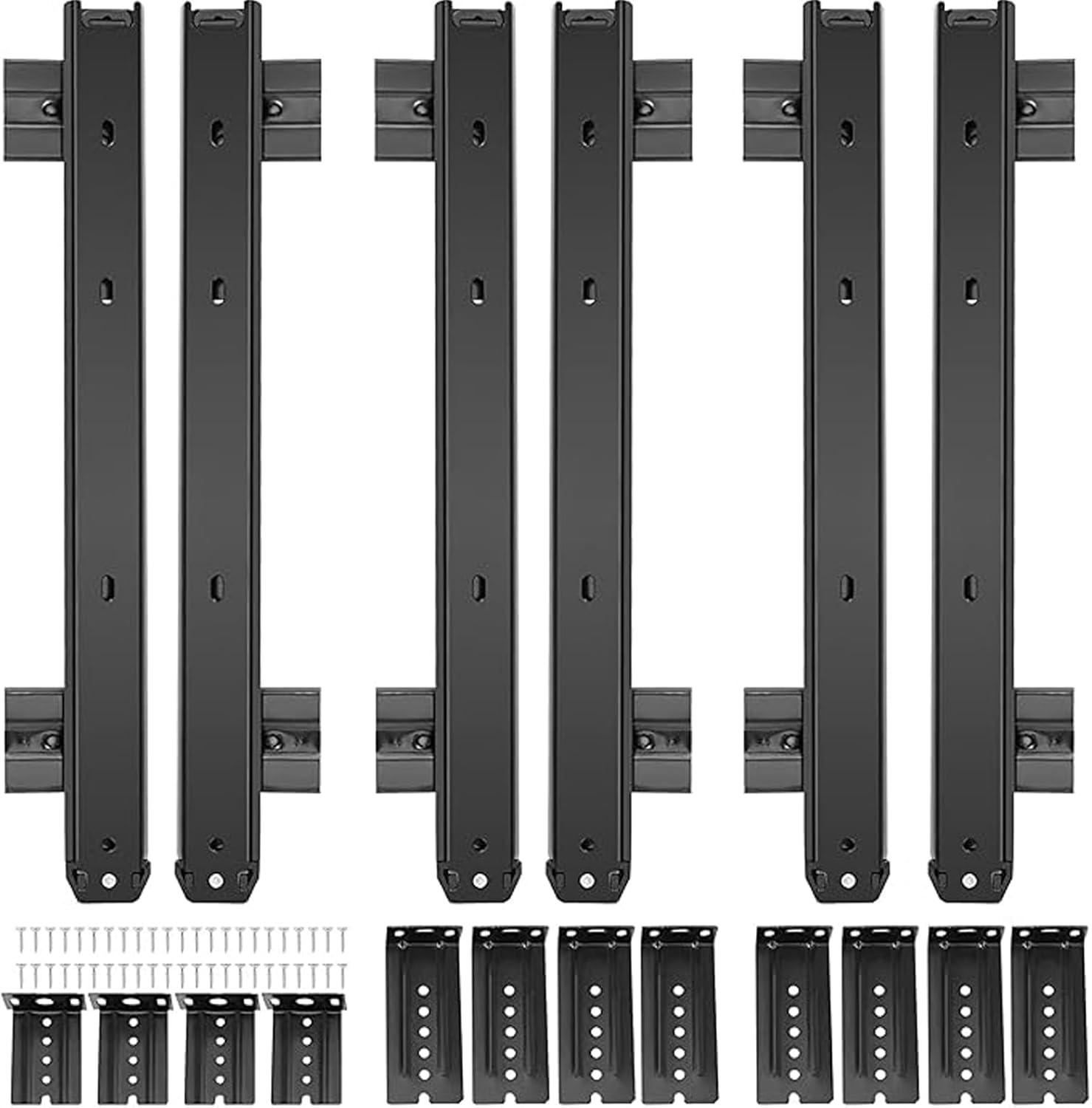 ZOENHOU 3 Pairs 14 Inch Black Keyboard Tray Slides, 22 LB Heavy Duty Ball Bearing Slides Hardware, Computer Tray Keyboard Slider Under Desk Rails Rack with 24 Adjustable Height Bracket and 48 Screws