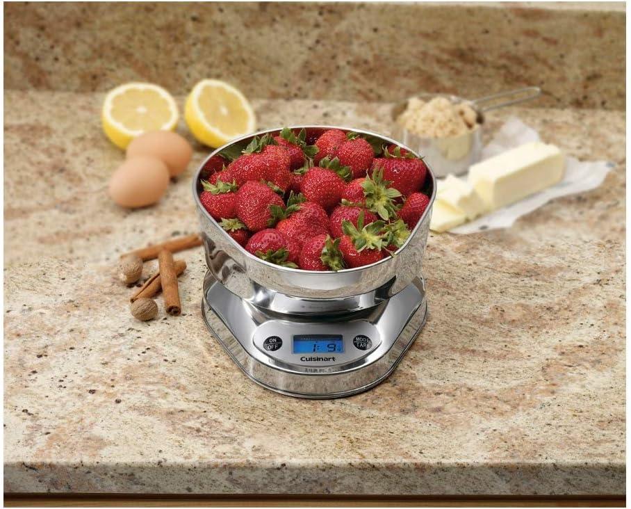 Silver Digital Kitchen Scale with Stainless Steel Bowl