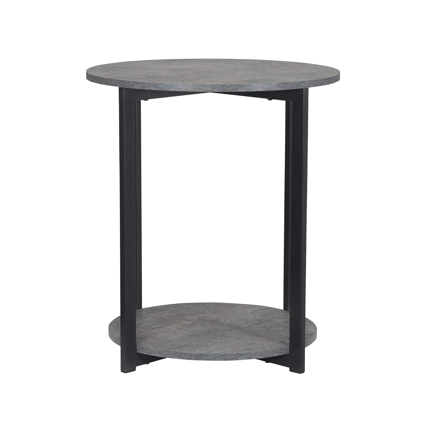 Minimalist 2-Tier Round End Table: Stylish, Multipurpose, Walnut Finish, Living Room
