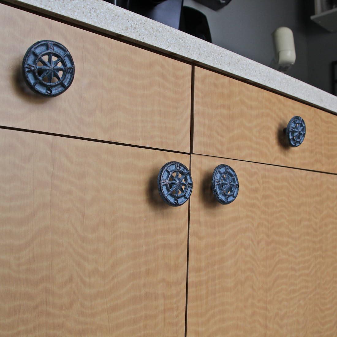 Zeckos Set Of 12 Light Blue Cast Iron Compass Rose Drawer Pulls Cabinet Hardware Knobs (Set of 12)