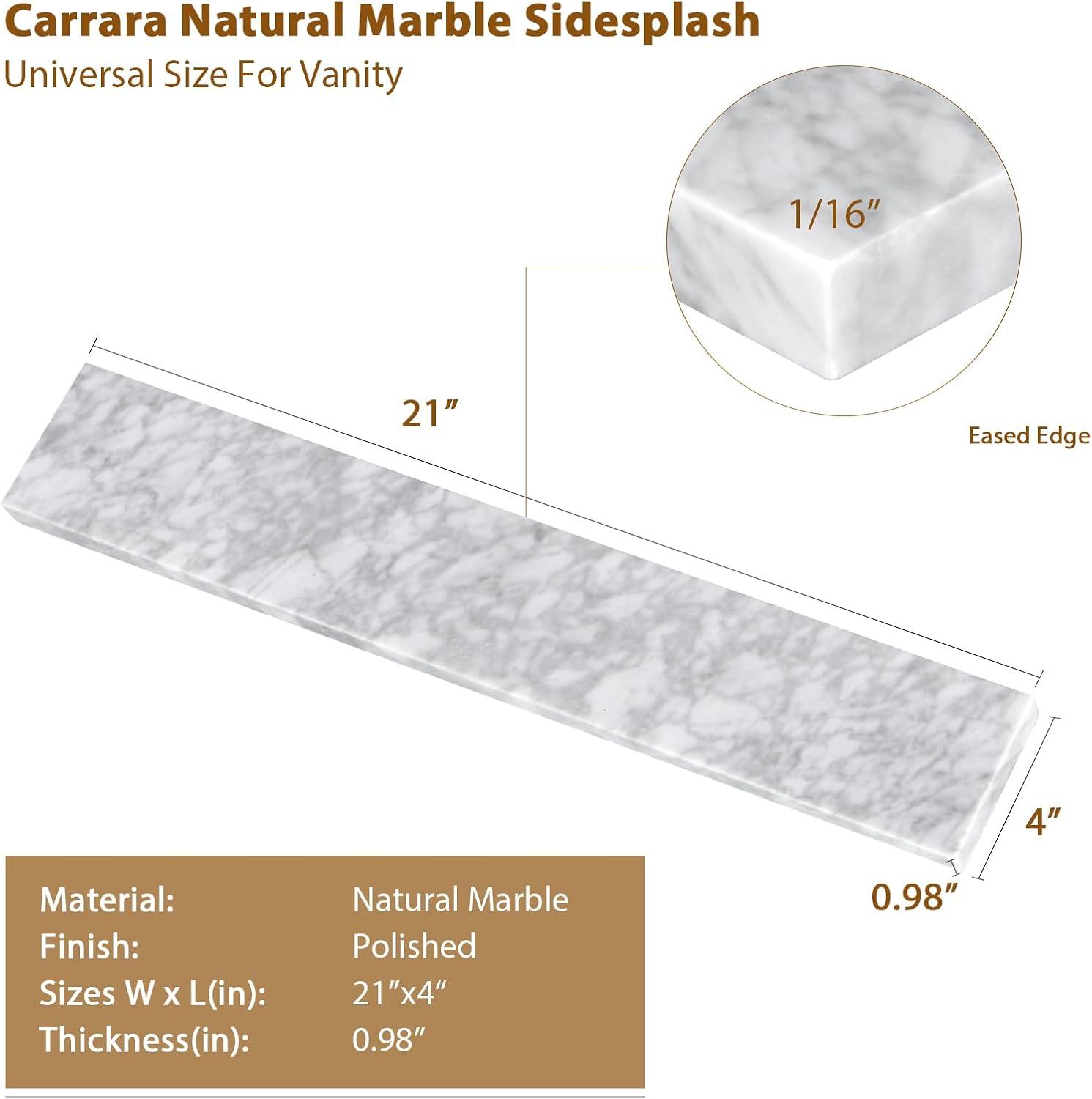 21 Inch Carrara White Marble Bathroom Vanity Side Splash