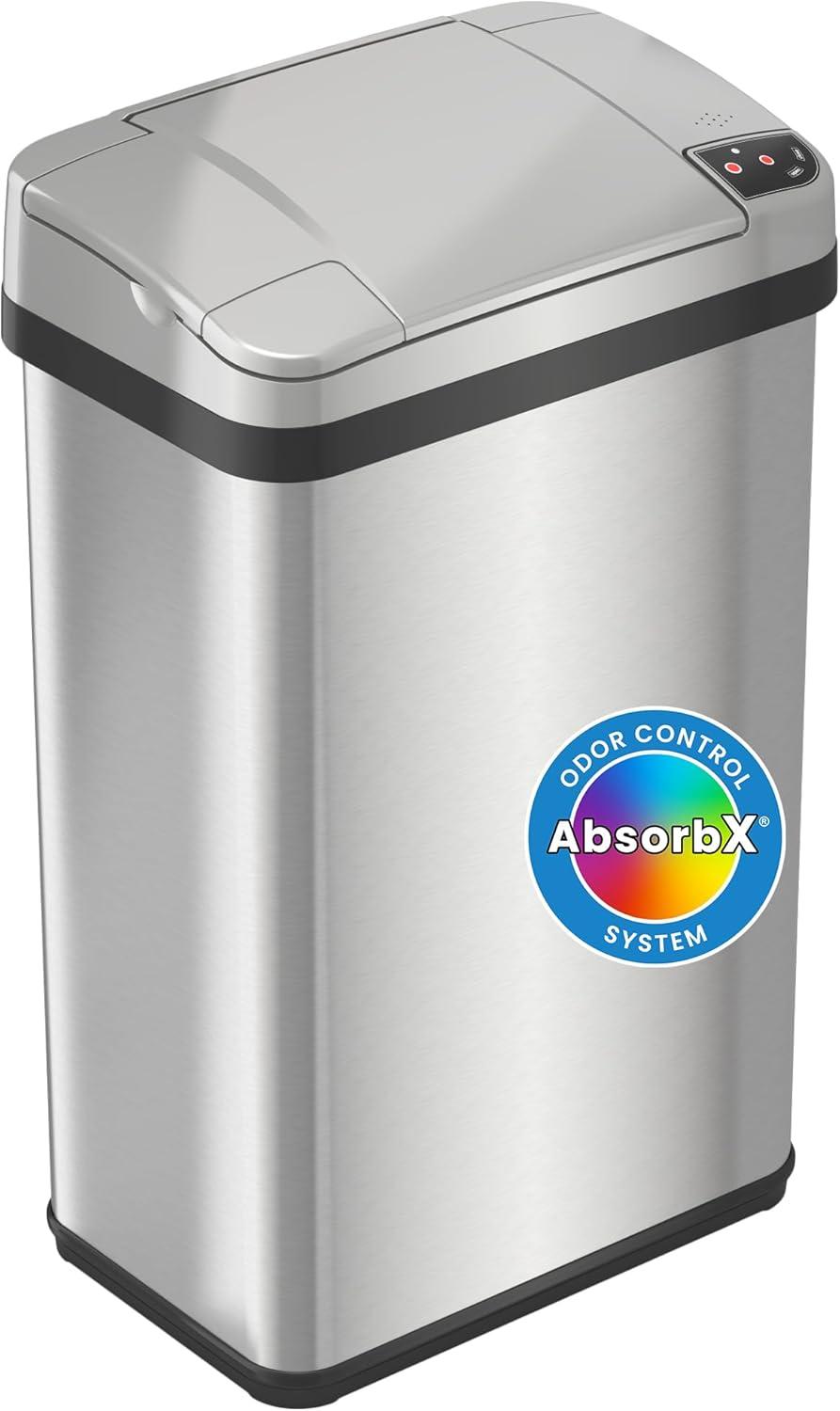 iTouchless Sensor Bathroom Trash Can with AbsorbX Odor Filter and Fragrance 4 Gallon Silver Stainless Steel