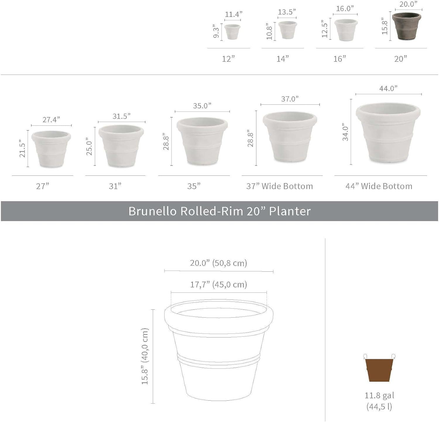 Crescent Garden 20" Wide Brunello Planter Pots Black: Durable Polyresin, Weather-Resistant, No Assembly Required