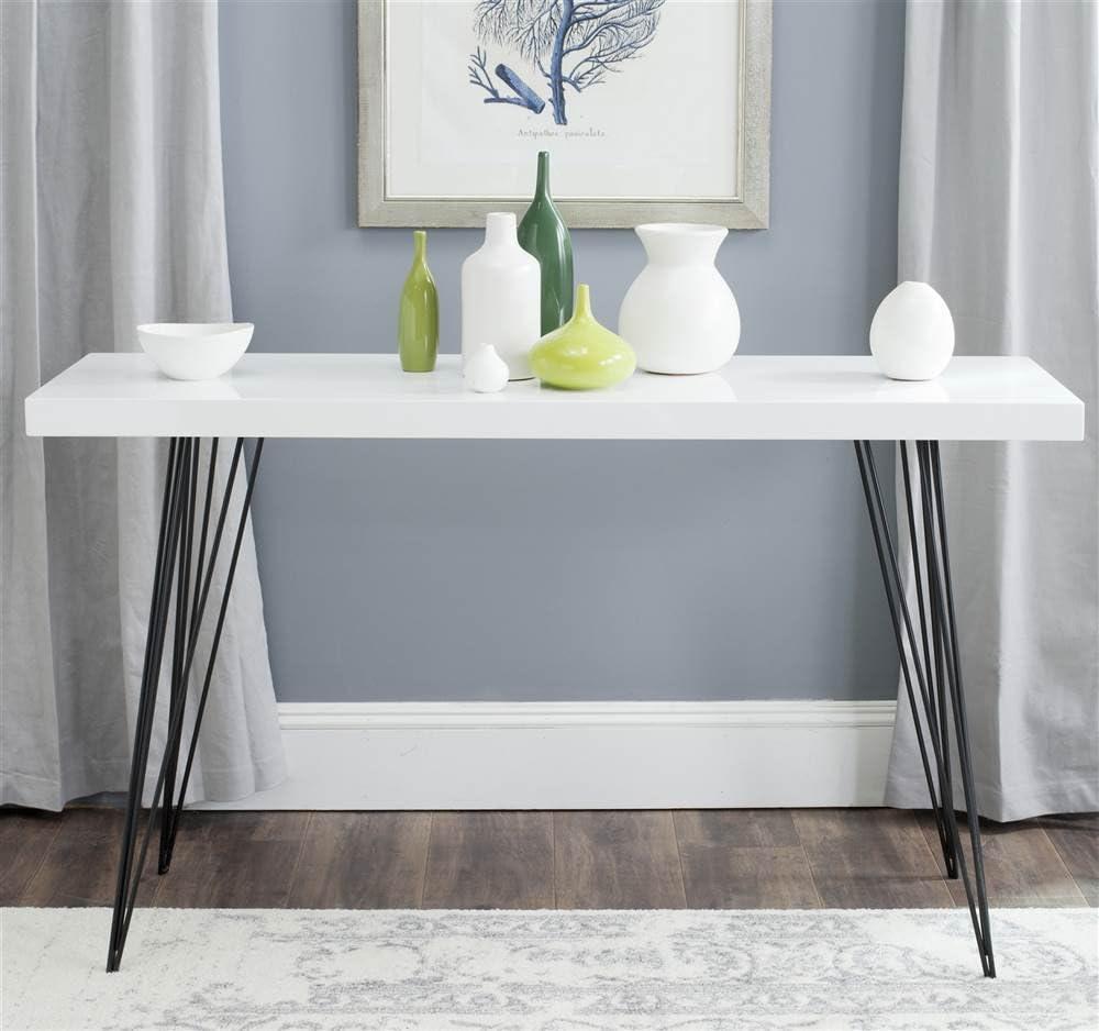 SAFAVIEH Wolcott Retro Mid-Century Lacquer Console Table, White/Black