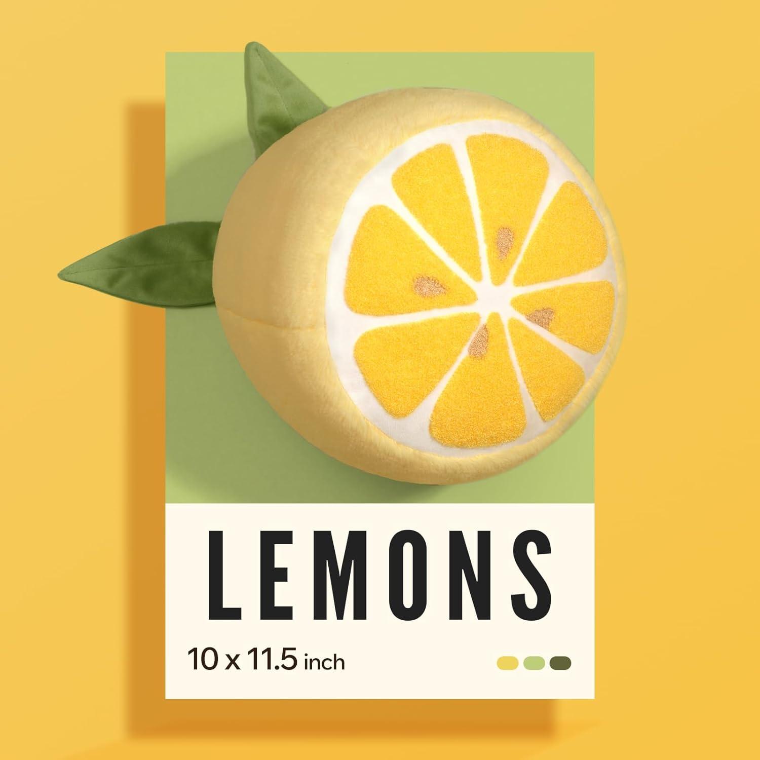 Phantoscope Fruit Shaped Pillows Series Lemon Shaped Throw Pillow, Fun Home Decor of Fruit Themed Shaped Cushions, Decorative Shaped Pillow for Couch Bed and Chair, Yellow, 10 x11.5 inches