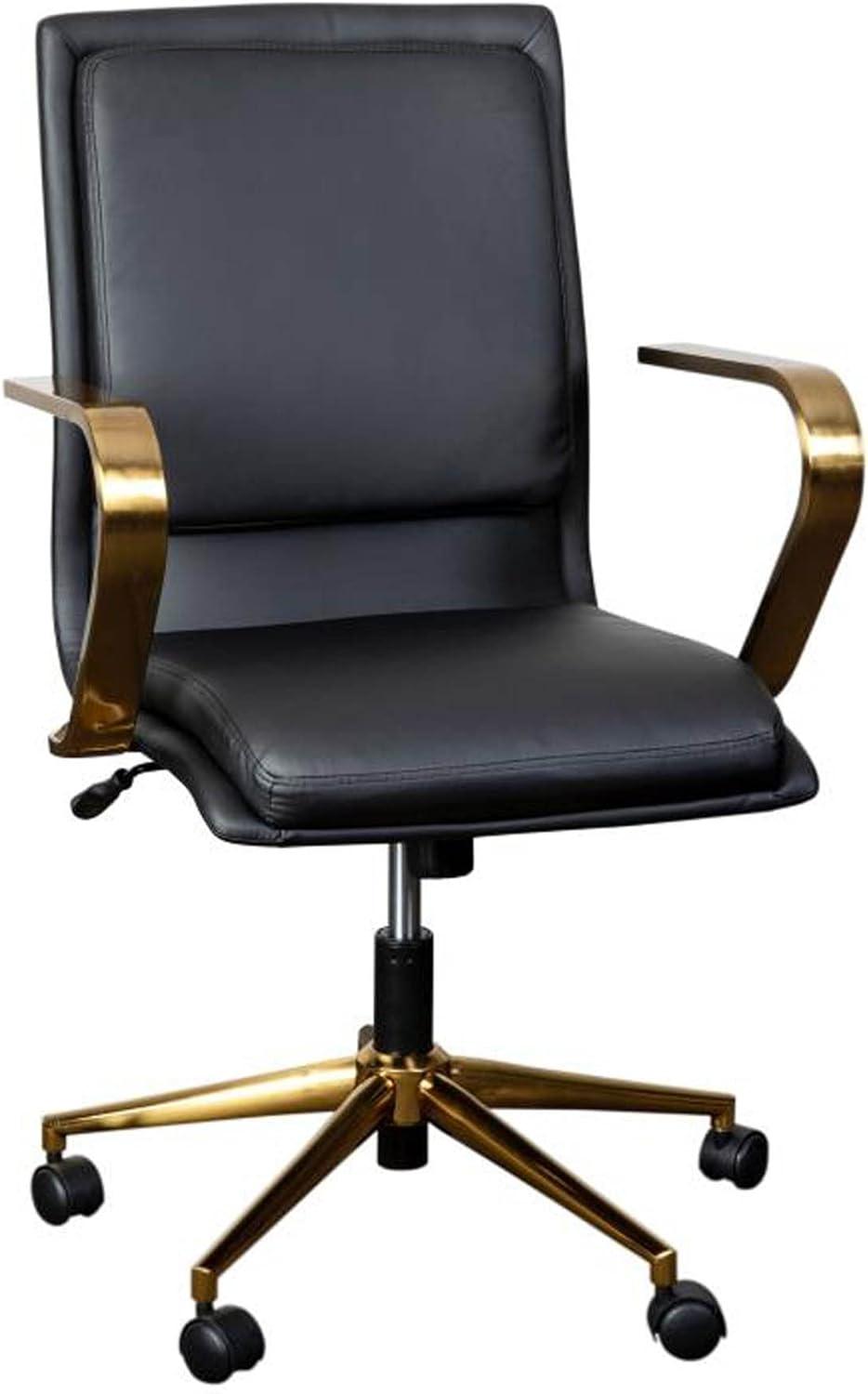 Flash Furniture James Mid-Back Designer Executive Upholstered Office Chair with Brushed Metal Base and Arms