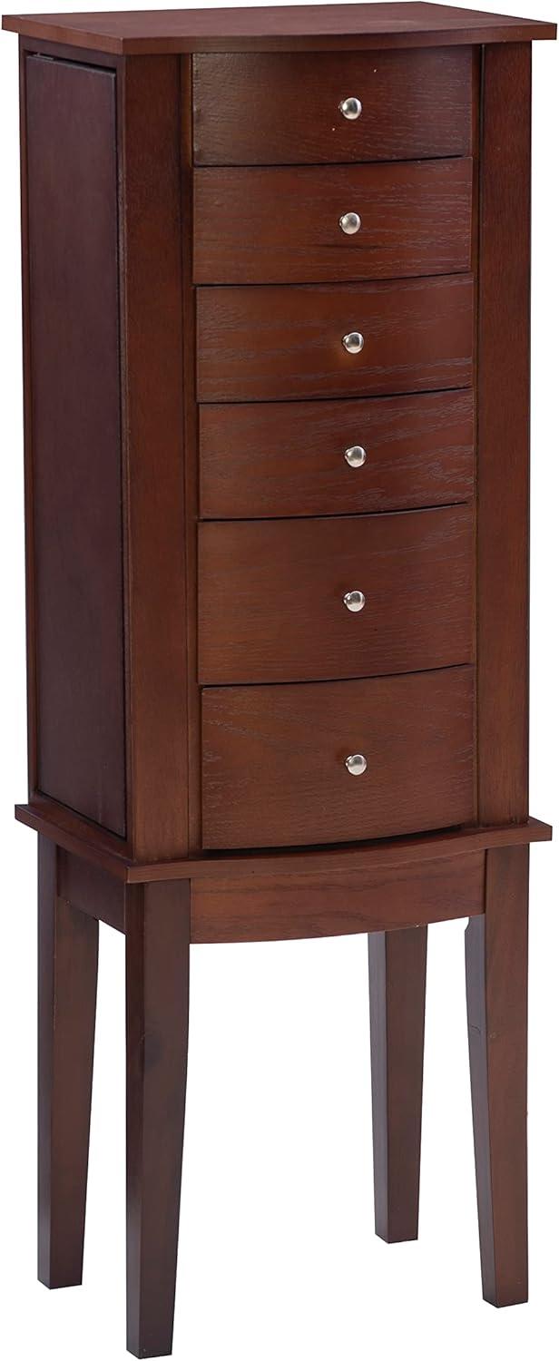 DEBLIT Contemporary Jewelry Armoire with 6 Drawers, Engineered Wood Finish, Merlot