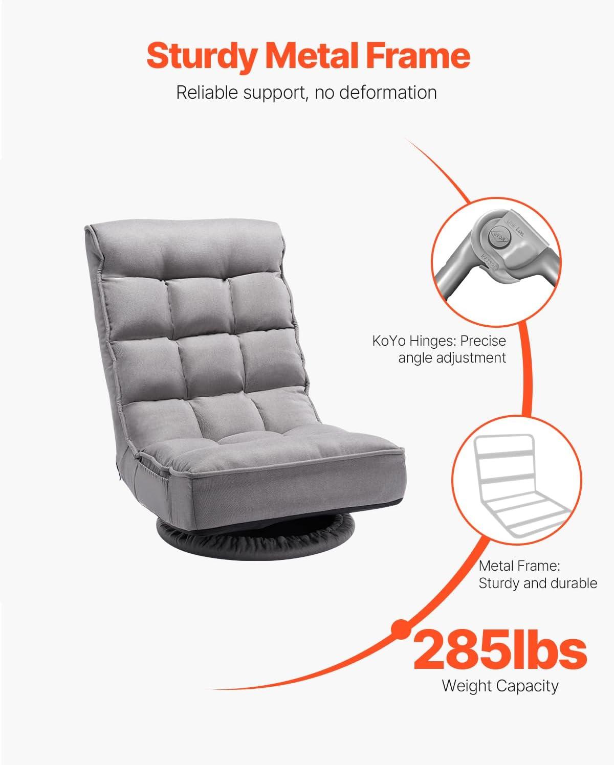 360° Swivel Floor Gaming Chair with 4 Adjustable Position Folding Floor Chair