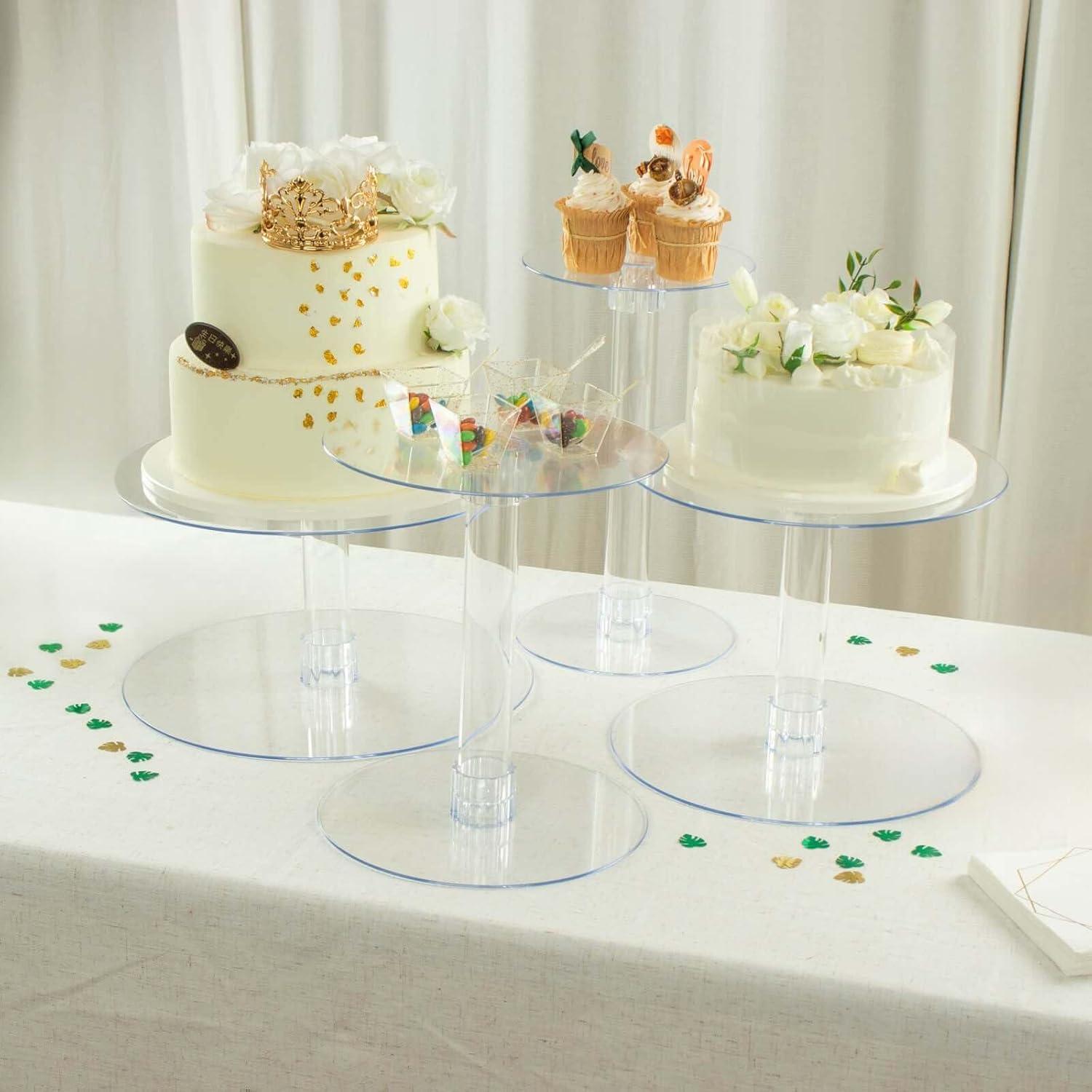 Efavormart Lovely 4 Tier XL Acrylic Crystal Glass Clear Cake Dessert Decorating Stand For Birthday Xmas Party Wedding
