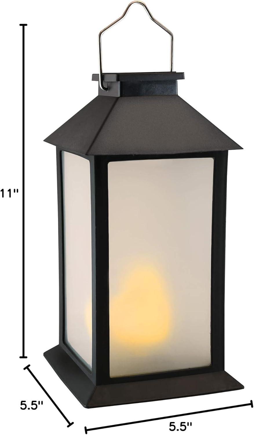 LumaBase Solar Powered Flame Effect LED Black Lantern