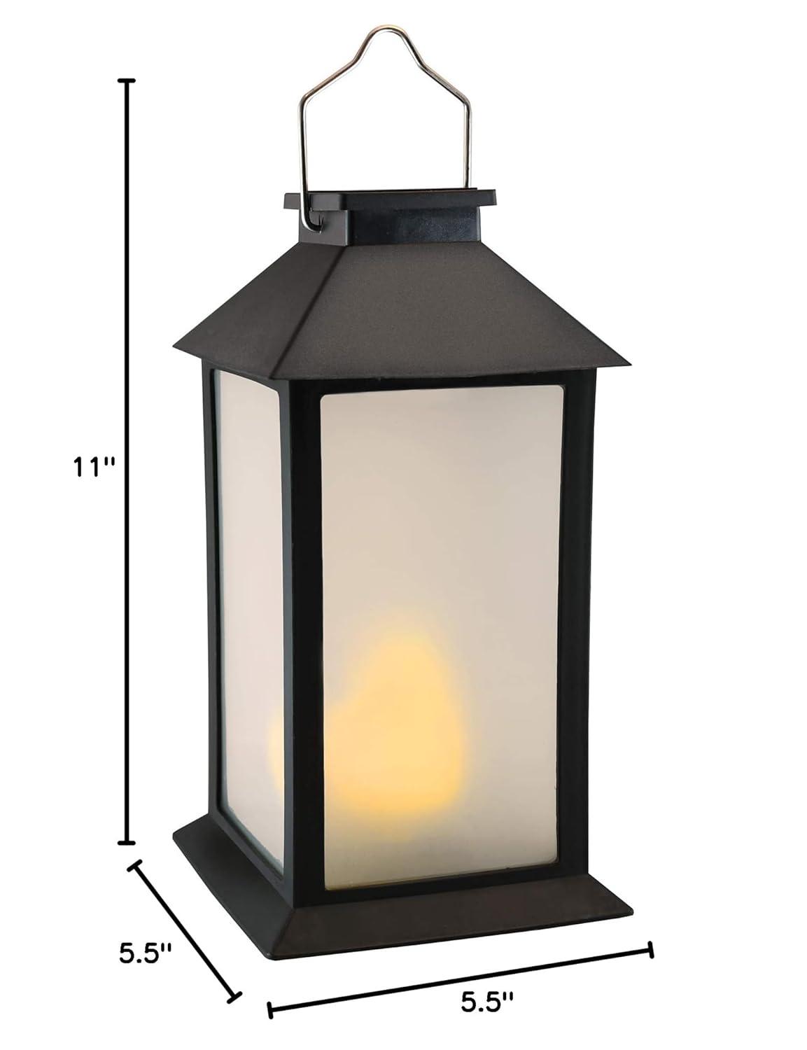LumaBase Solar Powered Flame Effect LED Black Lantern